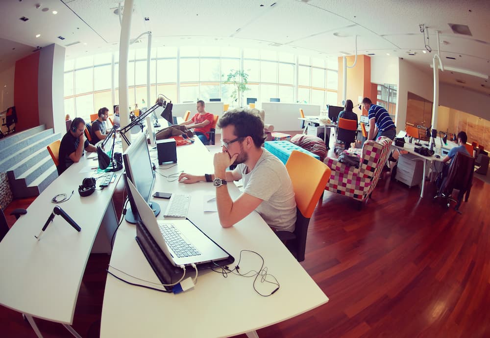 Modern office workspace with furniture